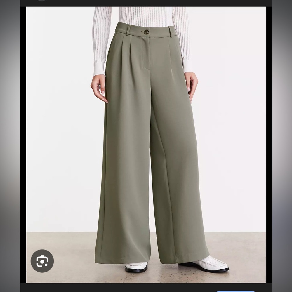 NWT-Loft Crepe Drape Palazzo Pant-Cool Sage